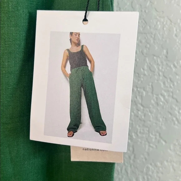 NWT NATION LTD Lucia Tie Waist Pants In Green. Size M - Picture 6 of 13